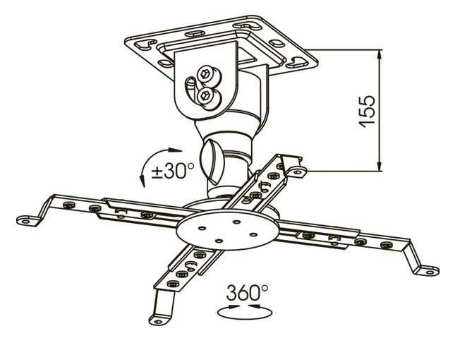 Кронштейн для проектора Kromax PROJECTOR-10 белый макс.20кг потолочный поворот и наклон